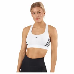 adidas Powerreact Training Medium-Support 3-Stripes Bra White