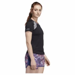 Adidas Run 3 Stripes Tee Women Black