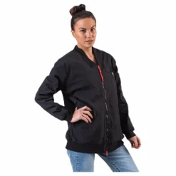 Adriana Lima Long Bomber Jacket Black