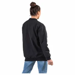 Adriana Lima Long Bomber Jacket Black