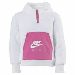 Air Sherpa Half Zip Hoodie Junior Pink/White