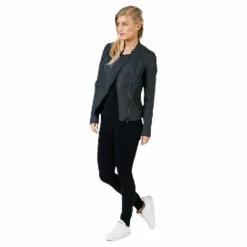 Ava Faux Leather Biker Otw Black