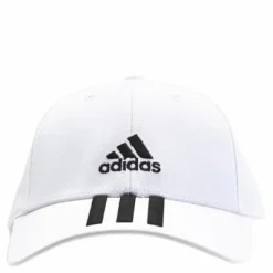 Baseball 3 Stripes Cap Cotton Twill White / Black / Black