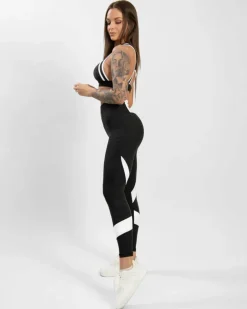 Black & White Swirl Tights Black