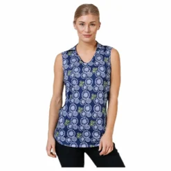 Blossom Sleeveless Polo Blue/Patterned