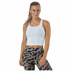 Bold Rib Crop Tank White