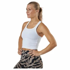 Bold Rib Crop Tank White