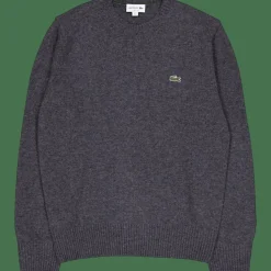 Carded Wool Crew Neck Sweater Heathered Grey