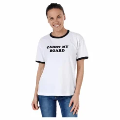 Carry My Board Ringer Tee White/Black