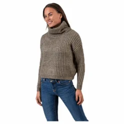 Chunky L/S Rollneck Pullover Beige