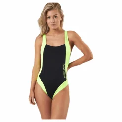 Ck Blocking Plunge Back Swimsuit Black/Yellow