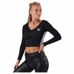 Classics Ribbed Longsleeve Cropped Top Black