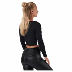 Classics Ribbed Longsleeve Cropped Top Black