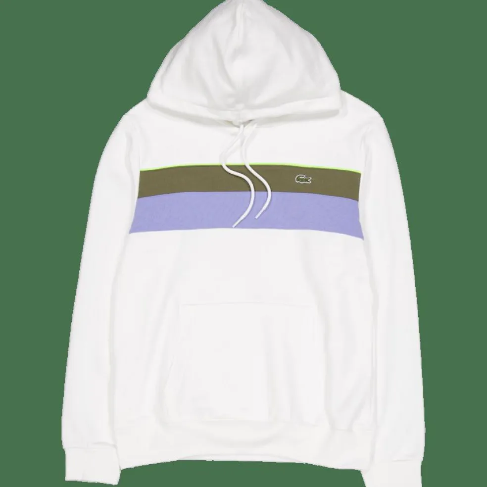 Colour-block Fleece Hoodie Flour/olive-delphinium