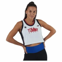 Crop Tommy Tank Top Blue/White