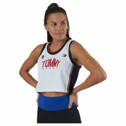 Crop Tommy Tank Top Blue/White