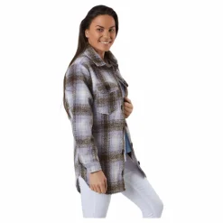 Deena-Oma L/S Check Shacket Cc Pnt White