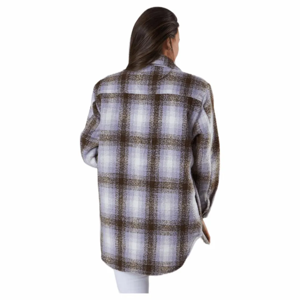 Deena-Oma L/S Check Shacket Cc Pnt White