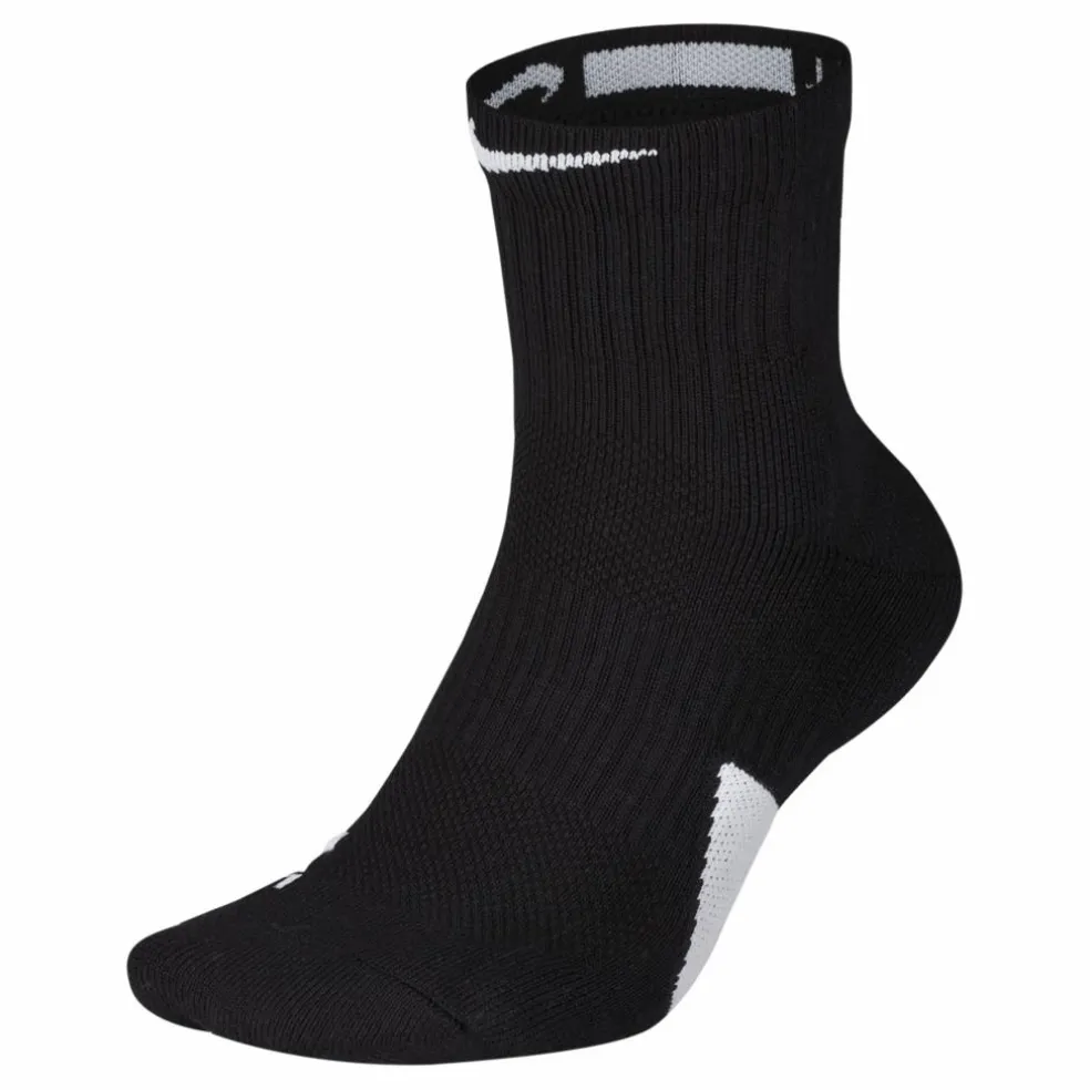 Elite Mid Basketball Socks BLACK/WHITE/WHITE