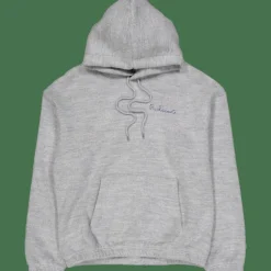 Embroidered Signature Hoodie Silver Chine
