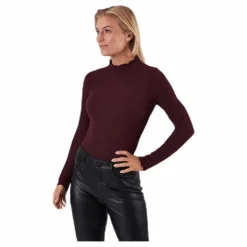 Emma L/S High Neck Top Jrs Brown