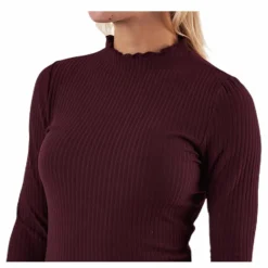 Emma L/S High Neck Top Jrs Brown