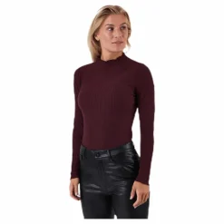 Emma L/S High Neck Top Jrs Brown