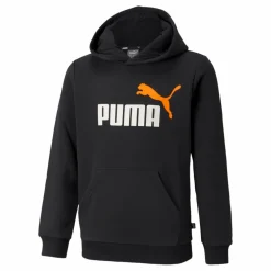 Ess+ 2 Col Big Logo Hoodie Fl Puma Black-vibrant Orange