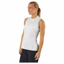 Essentials Heathered Mock-Neck Sleeveless Golf Polo Shirt White