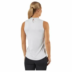 Essentials Heathered Mock-Neck Sleeveless Golf Polo Shirt White