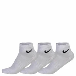 Everyday Cushioned Training Ankle Socks (3 Pairs) WHITE/BLACK