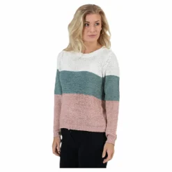 Geena L/S Block Pullover Knt White