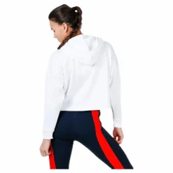 Hoody Cropped Vertical Logo White