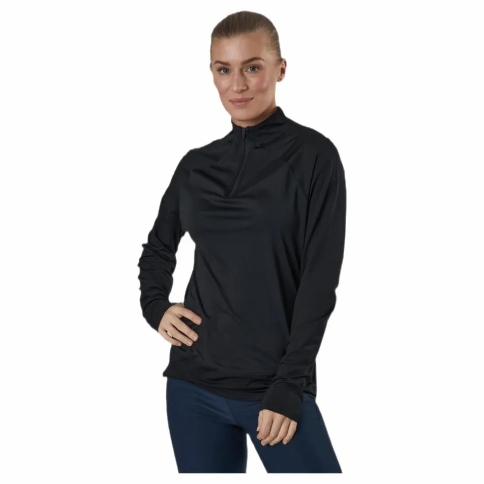 Mesh 1/4 Zip Black