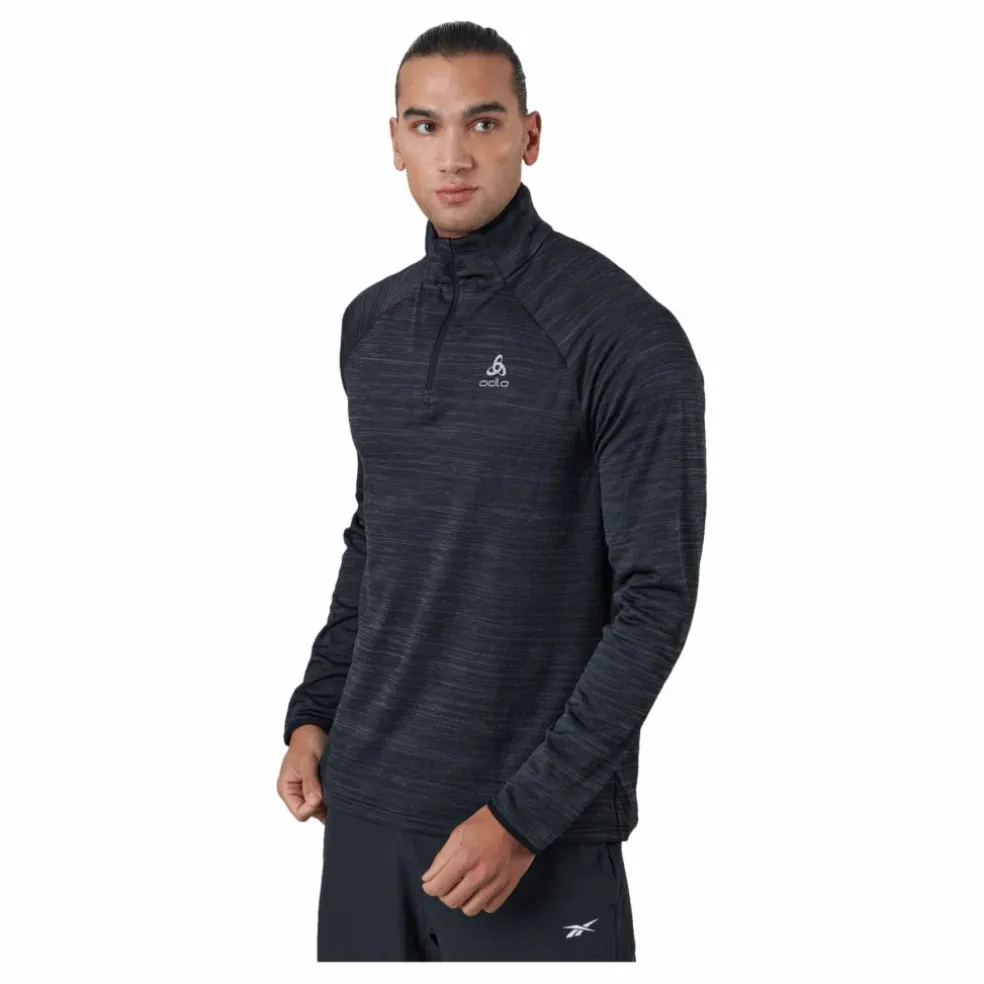 Mid Layer 1/2 Zip Run Easy War Black Melange