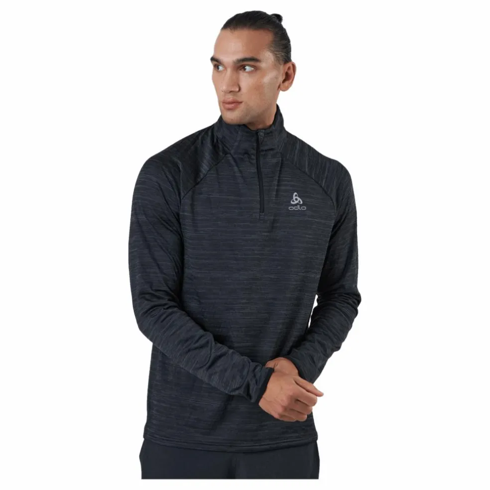 Mid Layer 1/2 Zip Run Easy War Black Melange