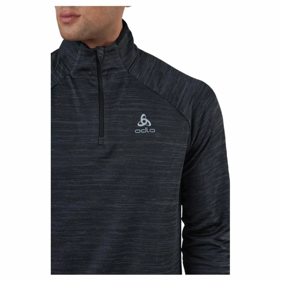 Mid Layer 1/2 Zip Run Easy War Black Melange