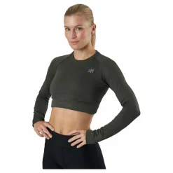 Molly Seamless Ls Crop Top Green