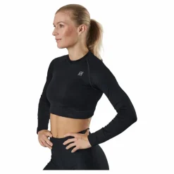 Molly Seamless Ls Crop Top Black