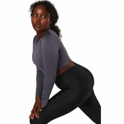 Molly Seamless Ls Crop Top Blue