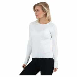 Natalia L/S Rib Pullover Knt White