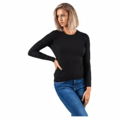 Natalia L/S Rib Pullover Knt Black