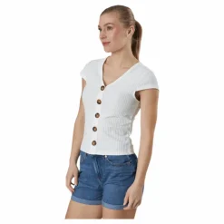 Nella S/S Button Top Jrs White