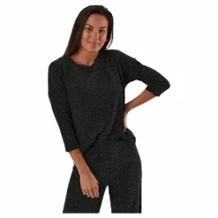 New Queen 3/4 Glitter Top Jrs Black