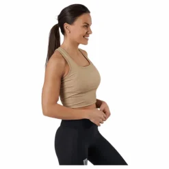 Night Rib Crop Tank Beige