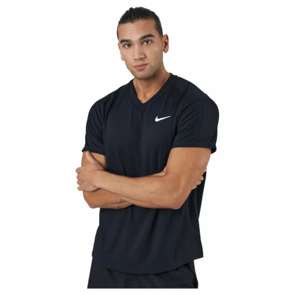 NikeCourt Dri-FIT Victory Men's Tennis Top BLACK/BLACK/WHITE