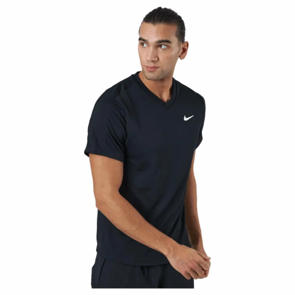 NikeCourt Dri-FIT Victory Men's Tennis Top BLACK/BLACK/WHITE