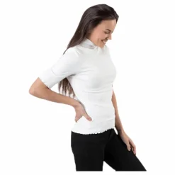 Nukisa 2/4 Mock Neck Top Bc White