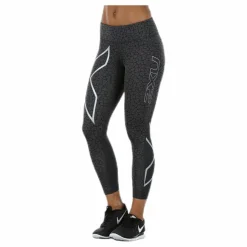 Patterned Mid-Rise Compression 7/8 Tights Black/Grey