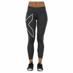 Patterned Mid-Rise Compression 7/8 Tights Black/Grey